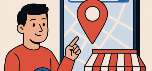 Illustration expliquant qu'est-ce que le SEO local avec une carte, une épingle de localisation et une boutique locale